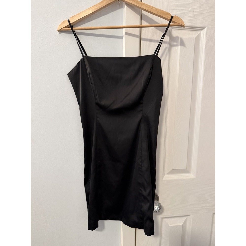 Sunday Best Aritzia Black Satin Mini Dress Sz 2 Bodycon Whimsigoth Witchy Slip